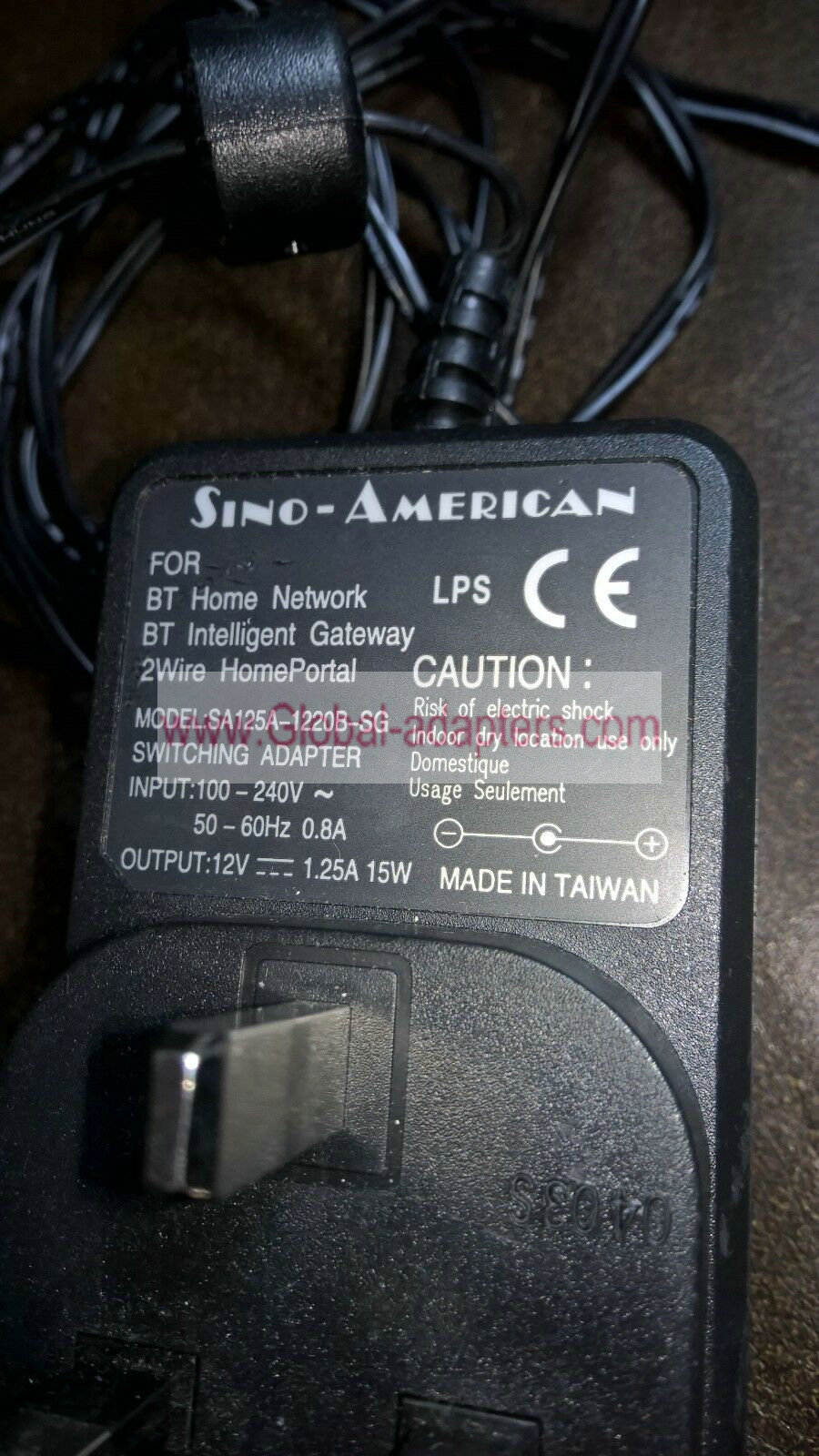 New Sino-American SA125A-1220B-SG AC Adapter for BT Home Network
